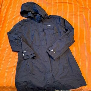 Eddie Bauer black long raincoat
